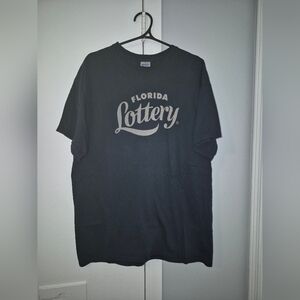 Gilden Mens Florida Lottery Logo Black Graphic Tee Size L